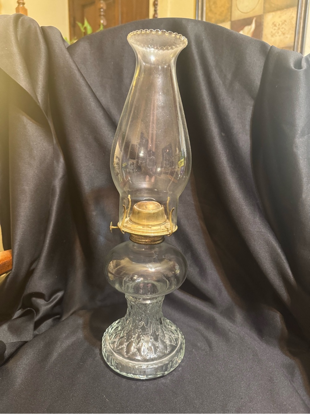 Vintage Clear Glass Oil Lamp